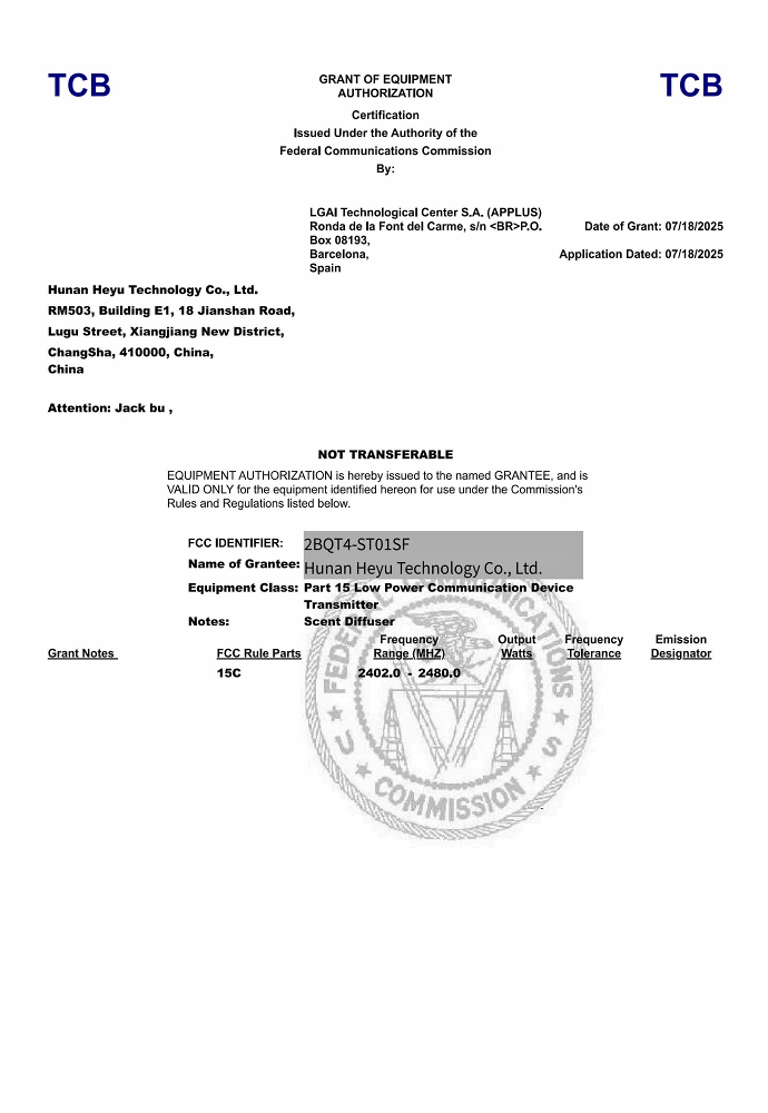 2BQT4-ST01SF - 1611143 TCB Form 731 Grant of Equipment Authorization